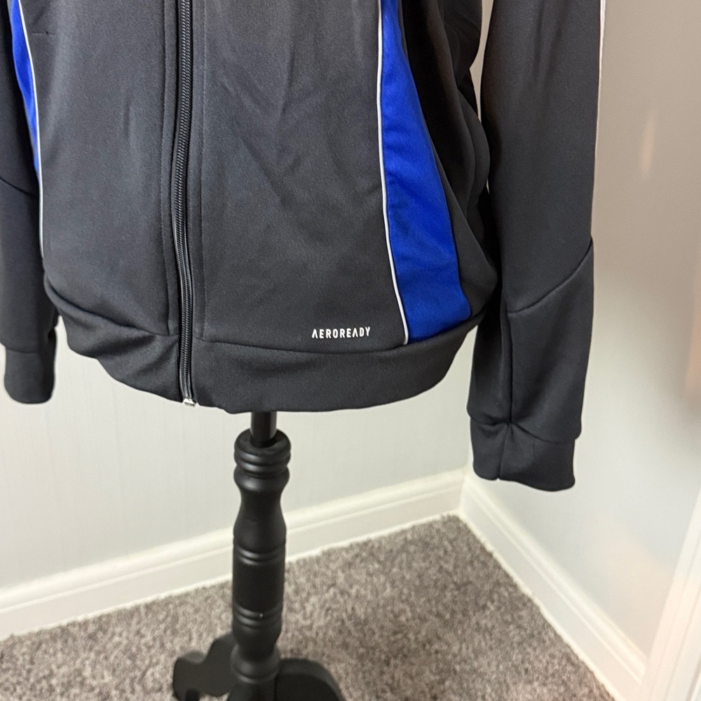 Adidas Men's Messi Icon Logo Jacket in Sark Gray and Blue size Small - Picture 7 of 8
